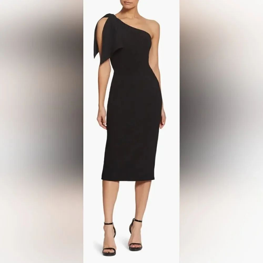 Dress The Population Tiffany One-Shoulder Midi Dress NWT size Large Black